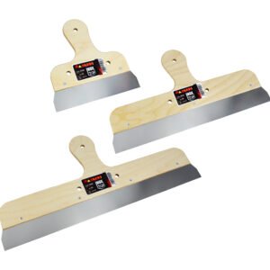 SPATOLA INOX INTONACO SPESSORE 0,4 MM - MANICO LEGNO